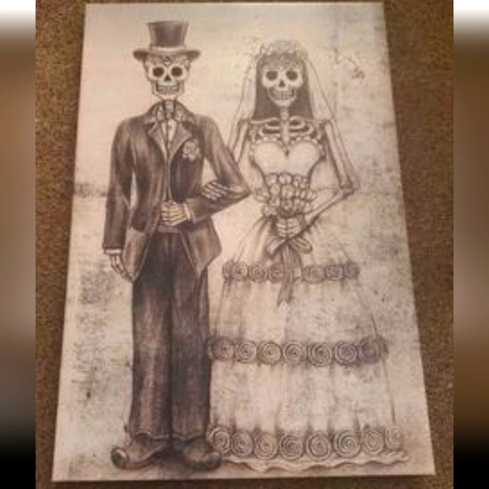 Black and White Skelton Couple Wedding Wall Decor